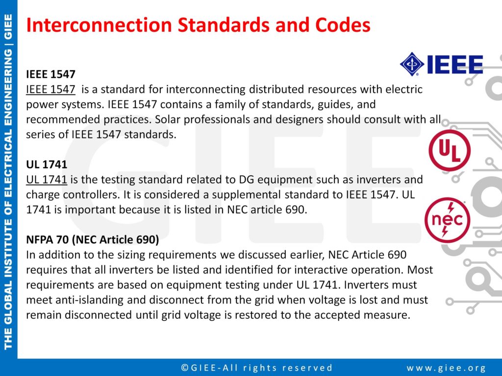 Interconnection Standards and Codes